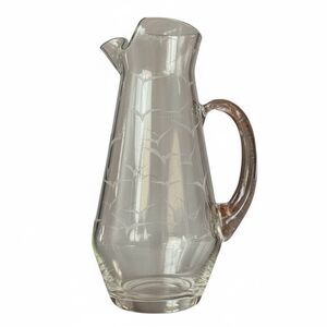 Vintage Mid Century Etched Glass Seagull Pitcher